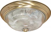 Nuvo 60/231 - 3-Light 15" Flush Light Fixture in Antique Brass Finish with Clear Swirl Glass