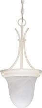 Nuvo 60/397 - 1-Light Bell Pendant Light in Textured White Finish with Alabaster Glass