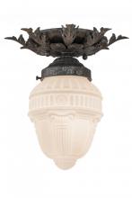 Meyda White 169001 - 8.5"W Fancy Floral W/Colonnade Globe Flushmount