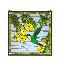 Meyda White 22898 - 17"W X 17"H Hummingbird Stained Glass Window